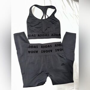 Adidas Charcoal Seamless Sports Bra and Leggings Set